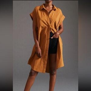 Anthropologie Maeve Mustard Shirt Dress